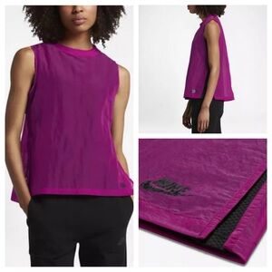 Nike Tech sleeveless workout tank top athletic athleisure chiffon mesh womens xs